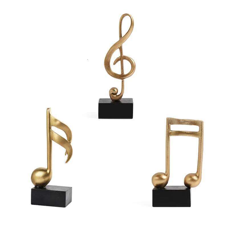 Musical Note Figurines Decoration Resin Golden Sculpture Home Decor Desk Piano Office TV Cabinet Ornaments Souvenirs S260204 883
