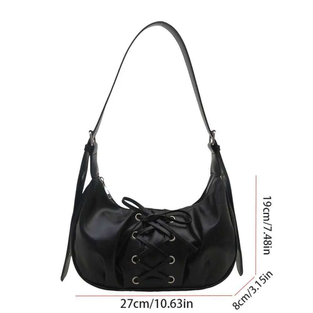 Fashion Bowknot Handbag Korean Style Balletcore Bow Tie Shoulder Crossbody PU Leather Underarm Bag Girls Y260205