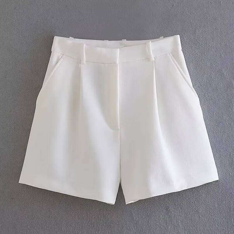 MUJER 2025 Baggy for High Waist Bermuda Woman White Pleated Casual Women Summer Beach Female Shorts XJ260206