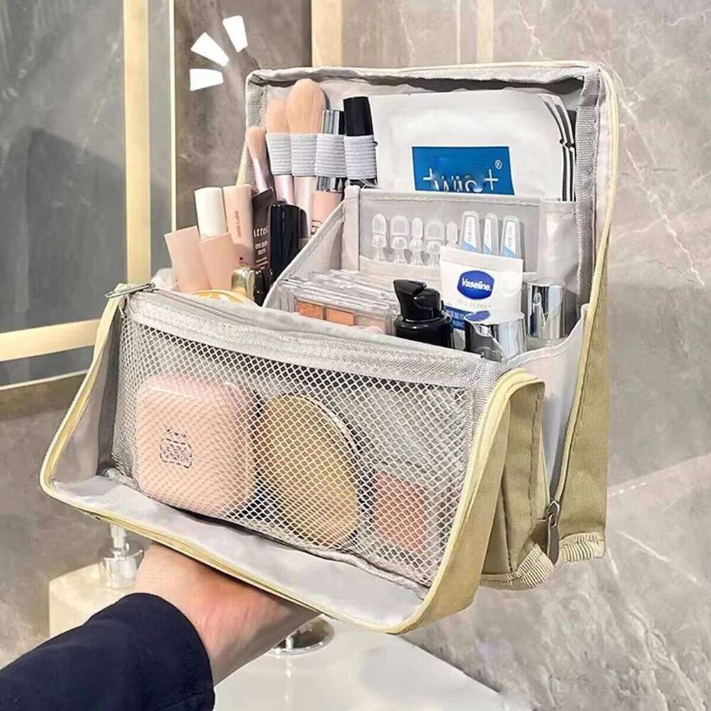 Foldable Split Format Cosmetic Bag Portable Travel Grooming Storage Organizer Large Capacity Makeup Brush And Beauty Bags Y260206