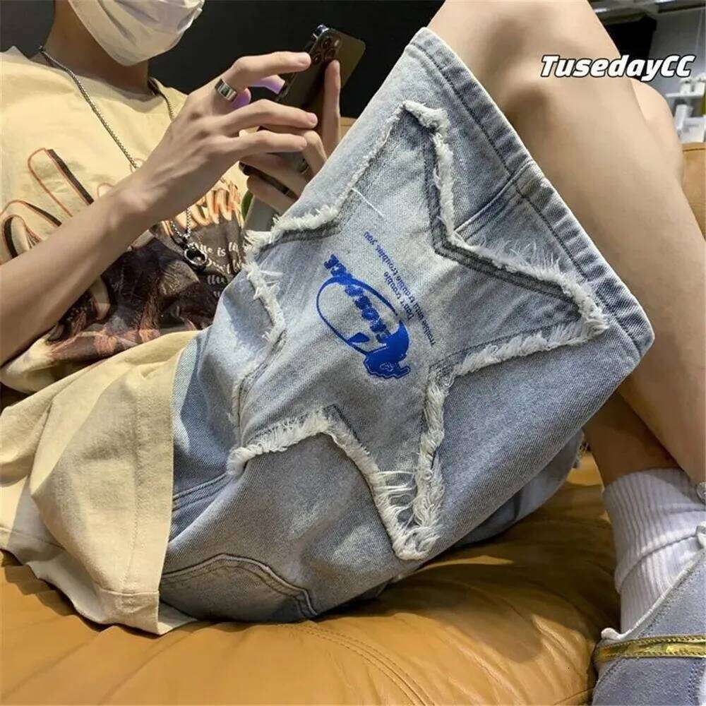 Pentagram Embroidery Y2k High Waist Casual Jean Women Gothic Loose Hip Hop Harajuku Streetwear Korean Style Denim Shorts XJ260206
