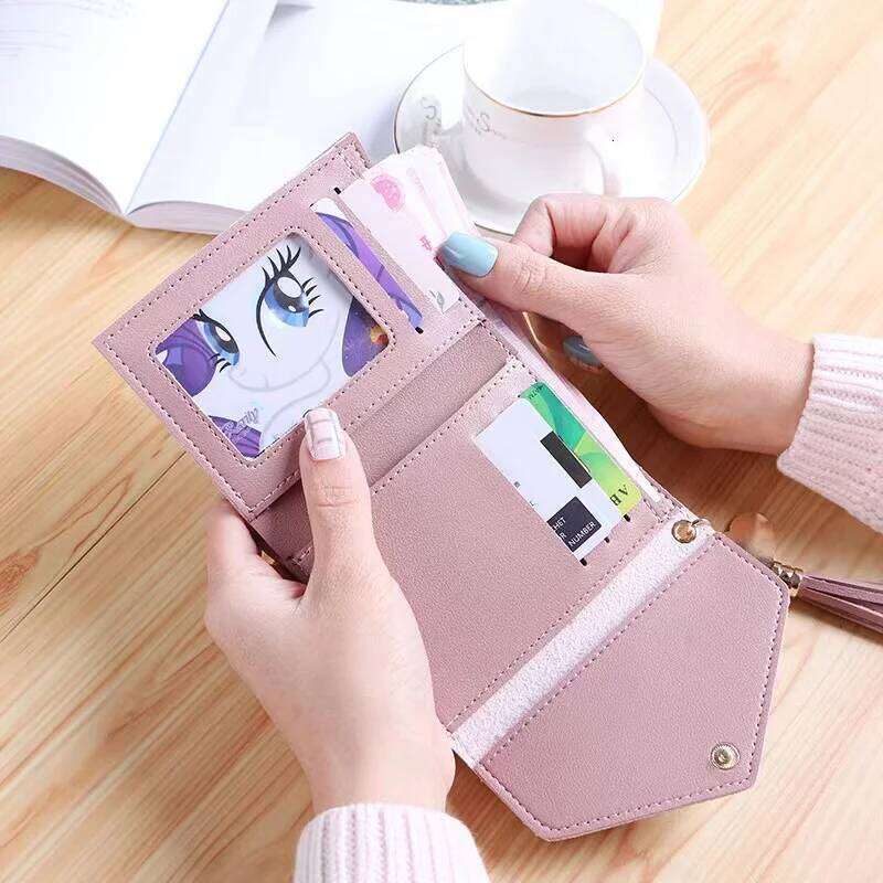 Tassel Fashion Short Mini Wallets Korean Students Lovely Purse Female Small Wallet for Women Y260206