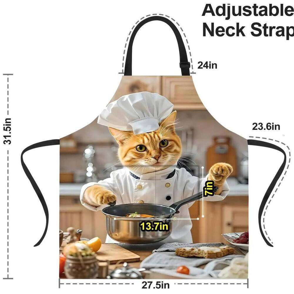 Funny Cat Apron with Waterproof for Men Women Kitchen Garden Decor S260205
