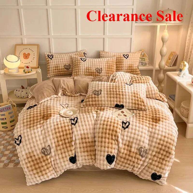 2025 Milk Printed Bubble Four-piece Set Class A Winter Thickened Quilt Cover Sheet Baby Fleece XJ260206