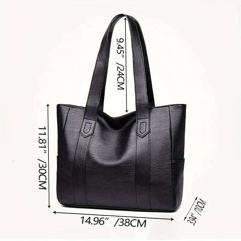 New in Vintage Large Capacity Tote Bag Simple and Stylish Generous Retro Vegan Shoulder Bag, Women's Casual Handbag for Commute Z260207 - view 4