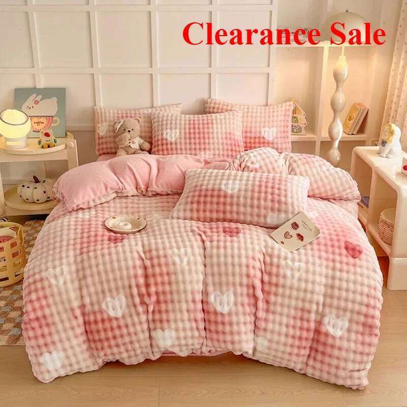 2025 Milk Printed Bubble Four-piece Set Class A Winter Thickened Quilt Cover Sheet Baby Fleece XJ260206