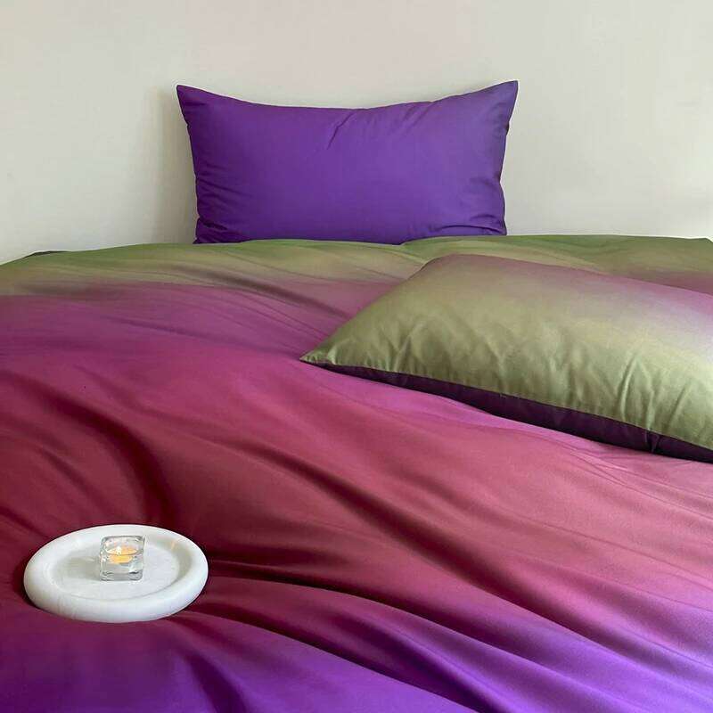 Luxury Bedding Gradient Color Duvet Cover Pure Cotton Soft Bed Sheet Pillowcases Twin Full Queen Size Bedclothes Set 4 Piece XJ260206