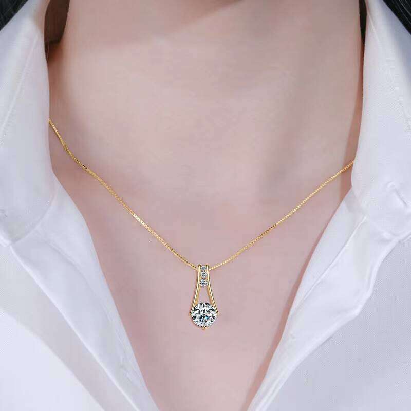 925 Sterling Silver Original Certified 8Mm 2.0Ct D Color Vvs1 Moissanite Trapeze Pendant Station Necklaces