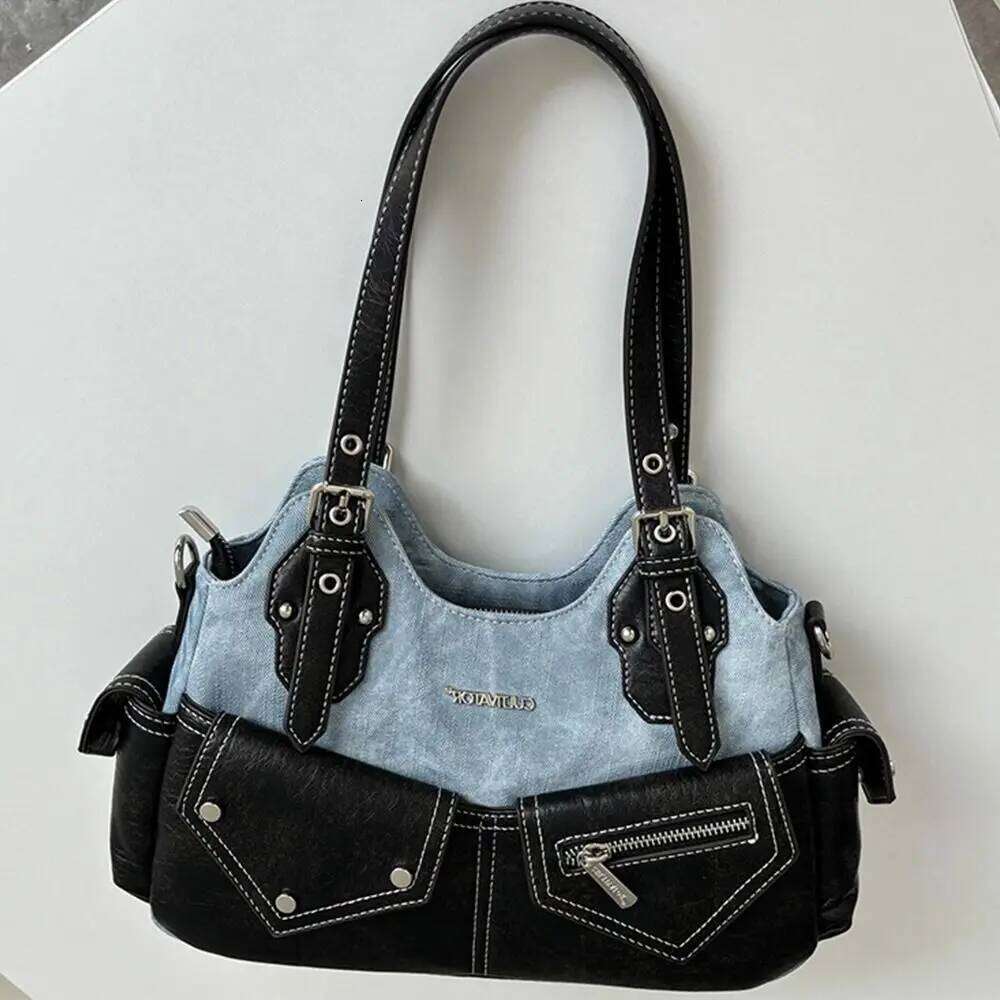 Women's Fashion PU Leather Shoulder Crossed Color Multifunctional Cowboy Backpack Large Capacity Flat Bag Y2K Aesthetic Y260204