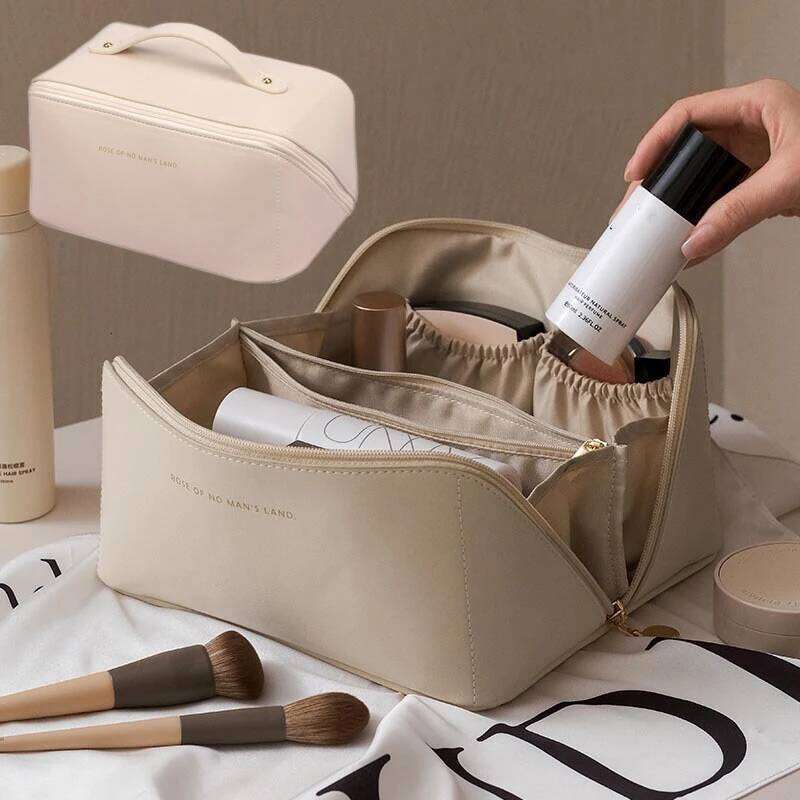 Ins PU Bagette Zipper Pillow Bags Large Travel Cosmetic Storage Makeup Organizer Women's Bag Holiday Gifts Y260206