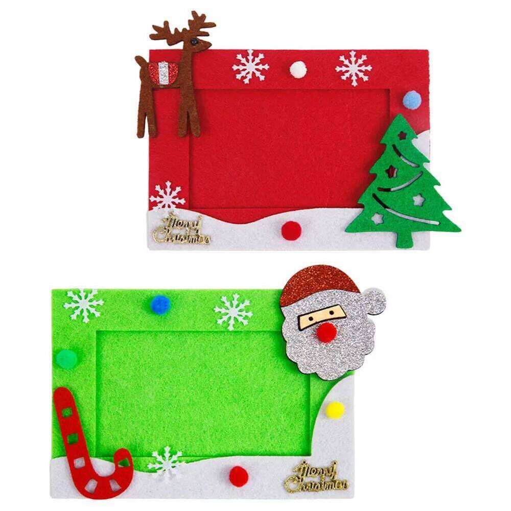 2pcs Christmas Photo Felt Xmas Picture Frame For Home Decor Diy Craft Projects Decorative Memory Ornament Display Wall Art S260205