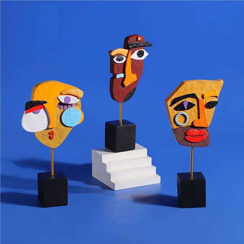 Nordic creative abstract painted face masks, home table art exhibition hall decorations, resin handicrafts and ornaments S260204
