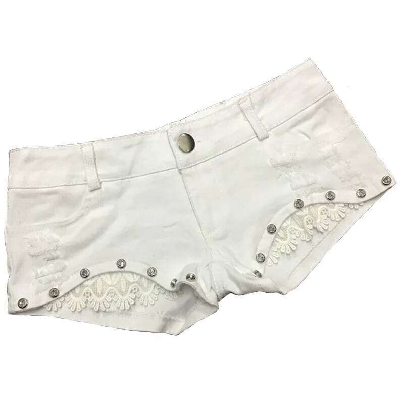 Sexy Y2k Jean Denim Women Bright Lace Ultra-low Rise Pants Nightclub Hot Girls Ripped Shorts XJ260206