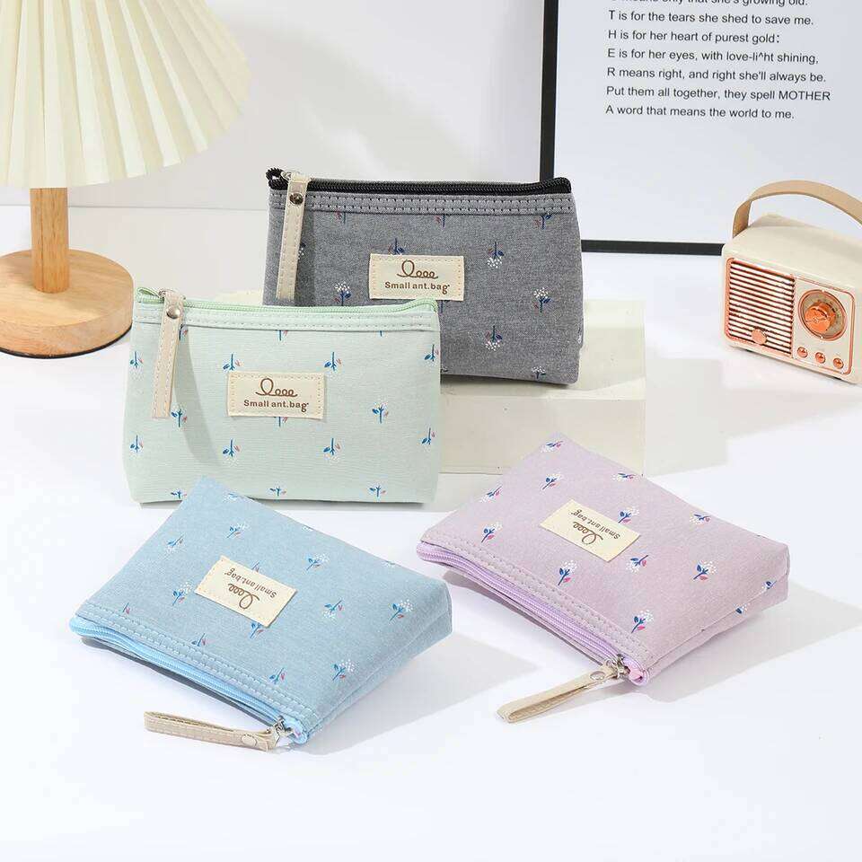 Instagram style canvas makeup printed women's portable student pencil case travel storage toiletries bag Y260206