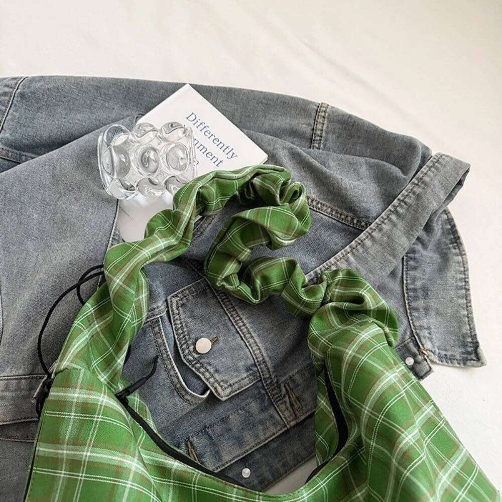 Fashion Vintage Shoulder Leisure Large Capacity Plaid Crossbody Casual Japanese Women's Tote Bag Handbag Y260205