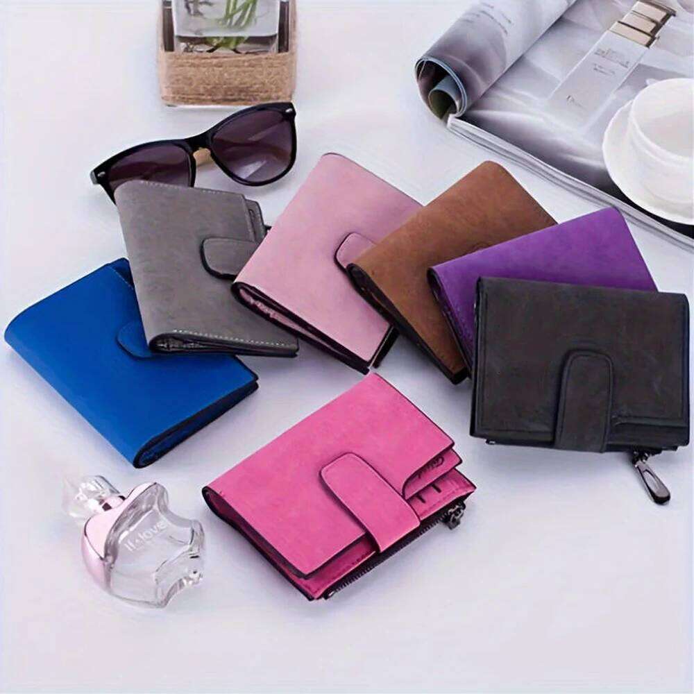 Women Short PU Leather Coin Purse Multi-card Solts Credit card Holder Foldable Zipper Wallet Solid Color Money Bag Y260206