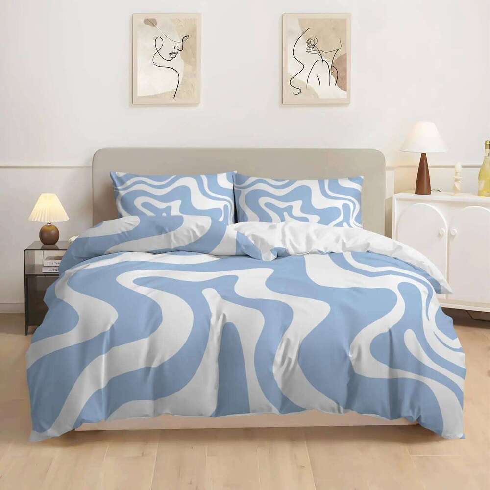 Black White Striped Queen Size Stylish Soft Warm Cover, Suitable For Men and Women Bedroom Duvet Coverset XJ260206
