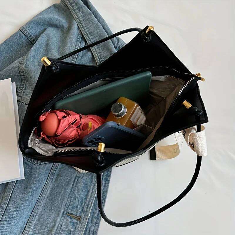 Love Design Tote Trendy Large Capacity Shoulder Bag, Faux Leather Simple Bag for Women Work Purses and Handbags Y260205