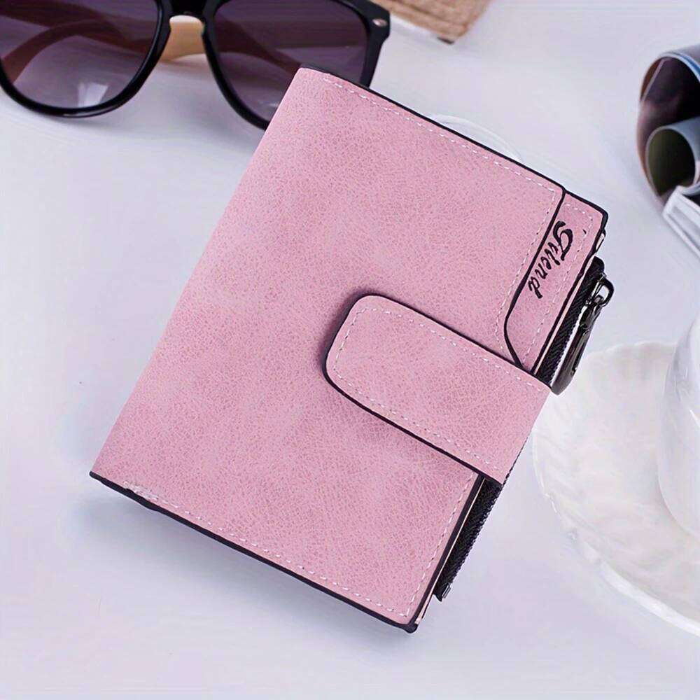 Women Short PU Leather Coin Purse Multi-card Solts Credit card Holder Foldable Zipper Wallet Solid Color Money Bag Y260206