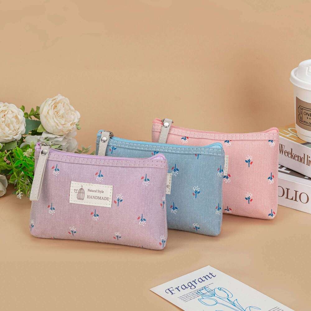 Canvas Printed Makeup For Women Waterproof Portable Instagram Style Student Pencil Case, Travel Storage Toiletries Bag Y260206