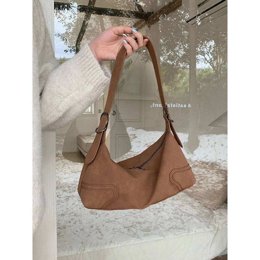 2025 New Autumn/Winter Vintage Fashion Suede Crossbody Shoulder Underarm Bag, Casual Women's Daily Commuter Bag Y260205