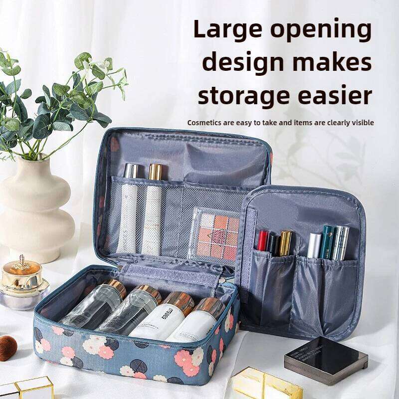Large Capacity Cosmetic for Women Travel Toiletry Bag Waterproof Makeup Organizer with Opening Design Beauty Storage Case Y260206