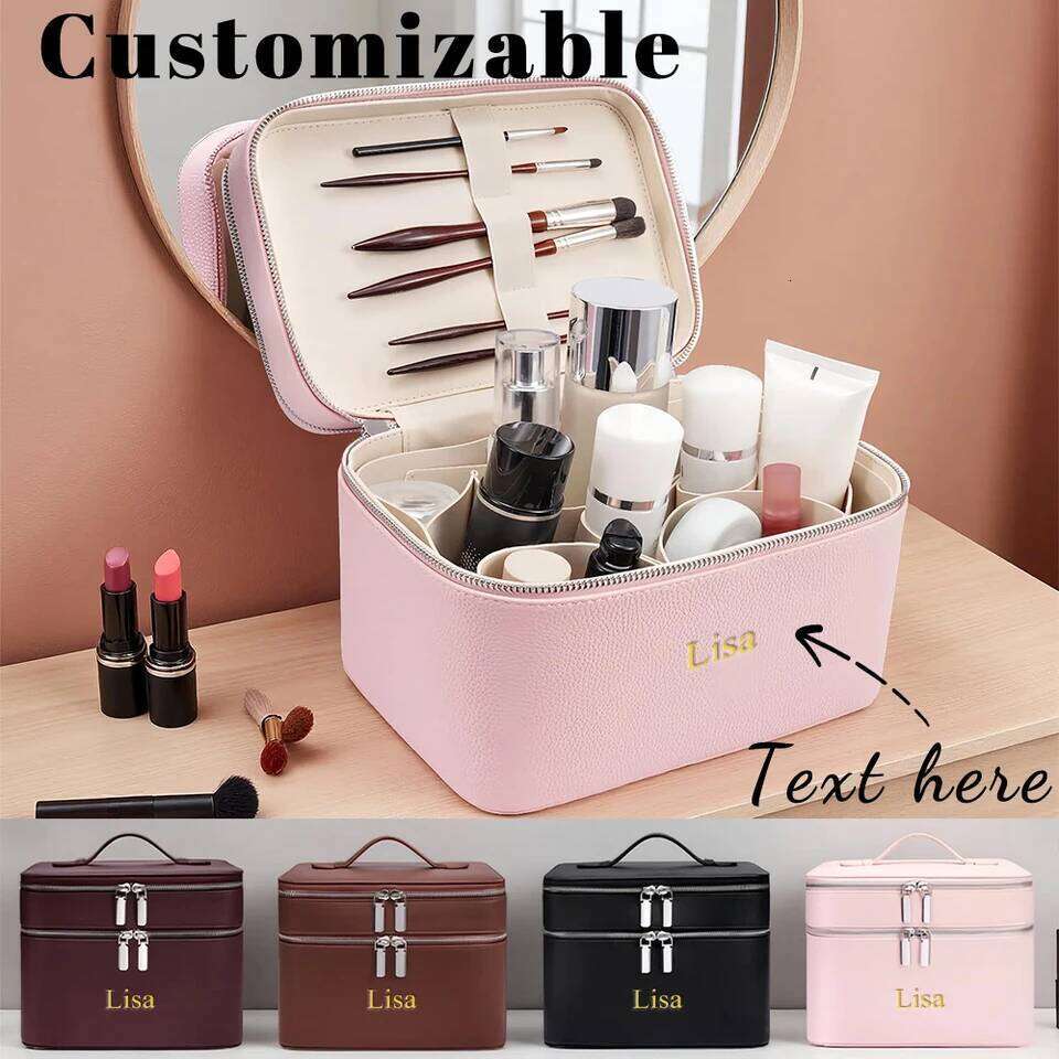 Customized name double-layer portable professional bag, skin care toolkit, beauty storage box, multi-partition makeup bag Y260206