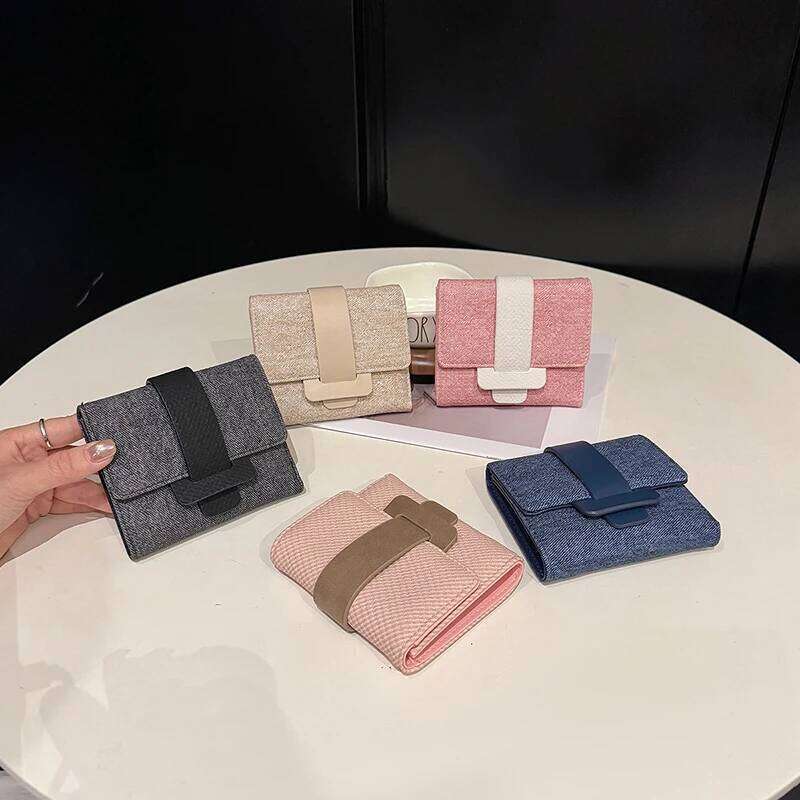 Fashionable Compact Ladies Wallet with Flip Cover Large Capacity Triple Fold Hasp Portable Card Holder Coin Purse for Women Y260206