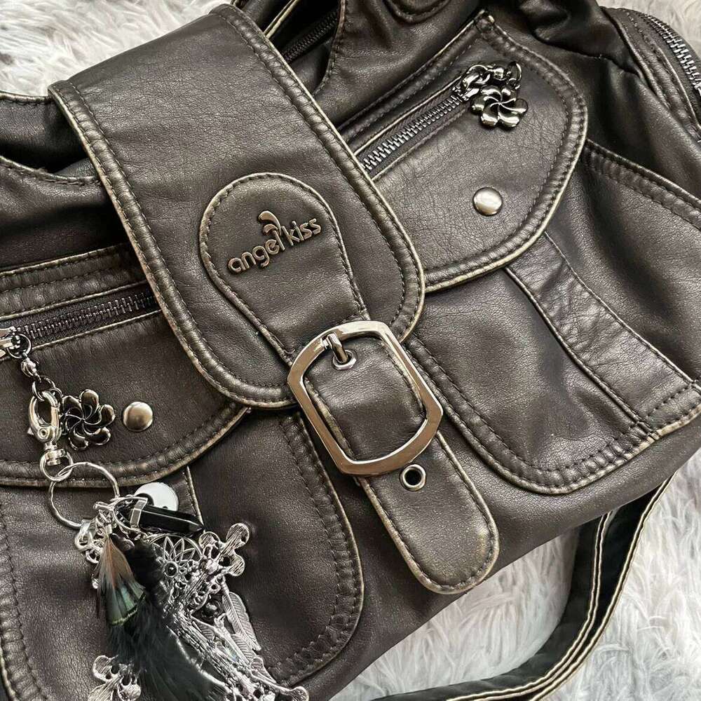 Vintage Y2K Crossbody Bags for Women Large Capacity Multi Pocket Soft Leather Shoulder Purses and Handbags Y260205