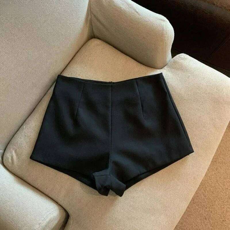 Casual Black and White Cortos De Mujer Fashionable Suit Feminine Women's Wild High Waist Sexy Zipper Women Shorts XJ260206