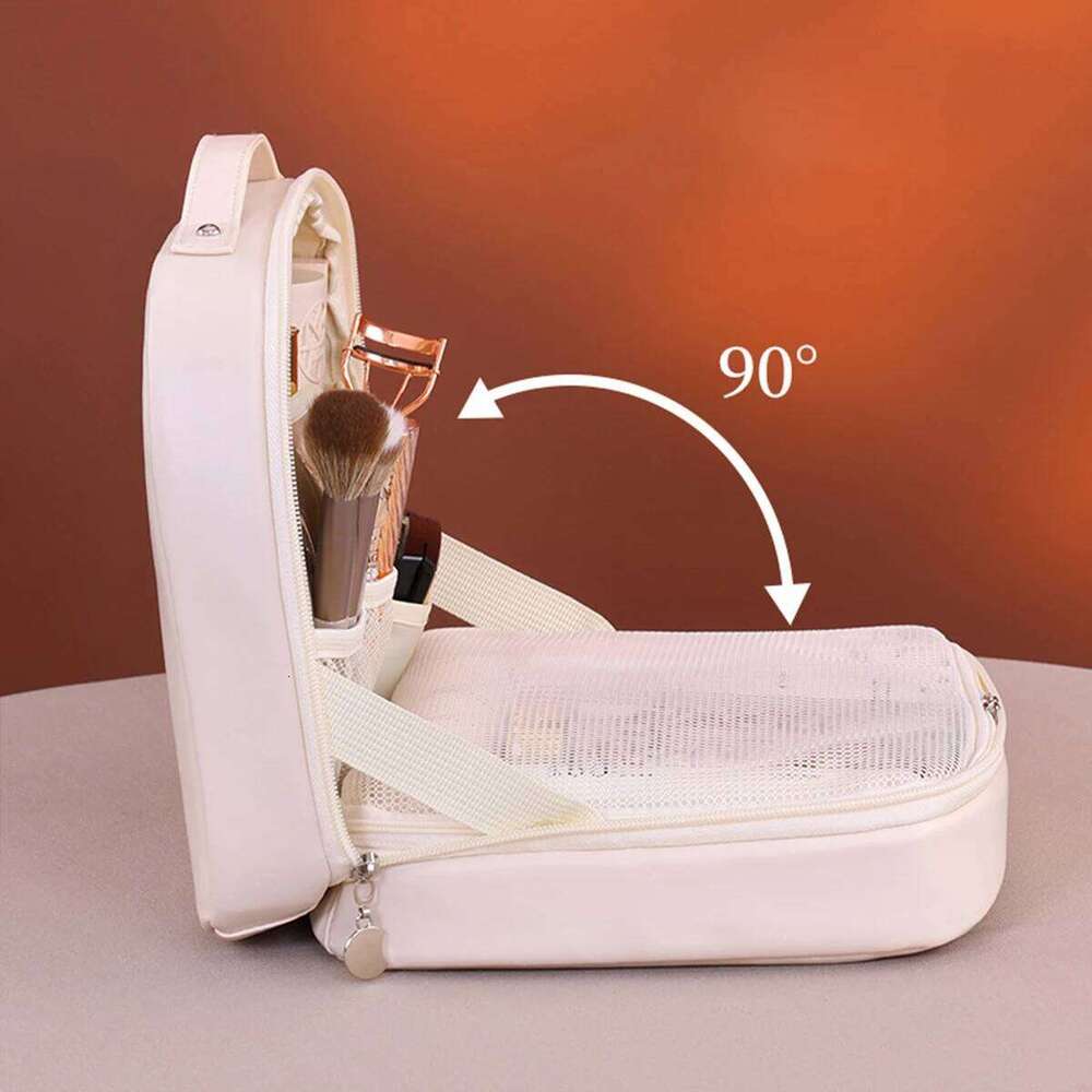 Bag For Women PU Multi Pocket Cosmetic Organizer Portable Double Zipper Travel Makeup Brush Toiletries Storage Bags Y260206