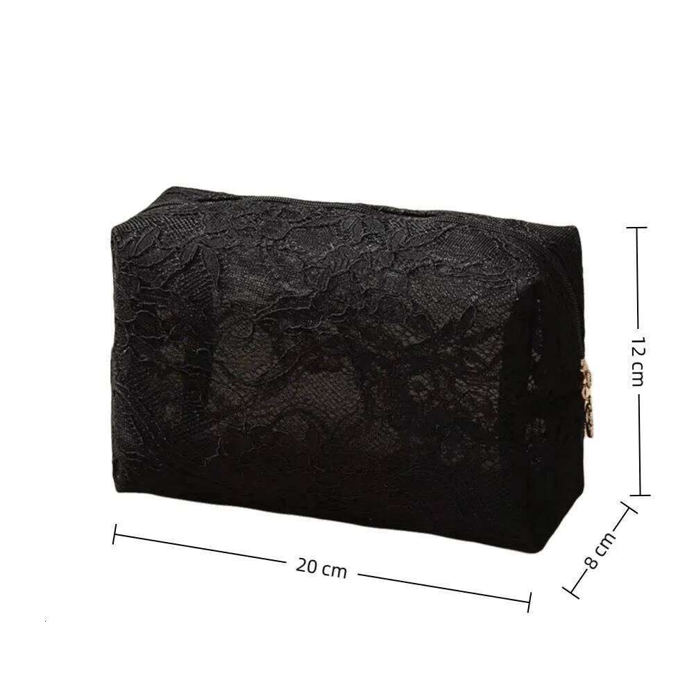 2026 Floral Lace Makeup Large Capacity Waterproof Cosmetic Pouch Flower Printed Mesh Travel Bag Storage Organizer Y260206