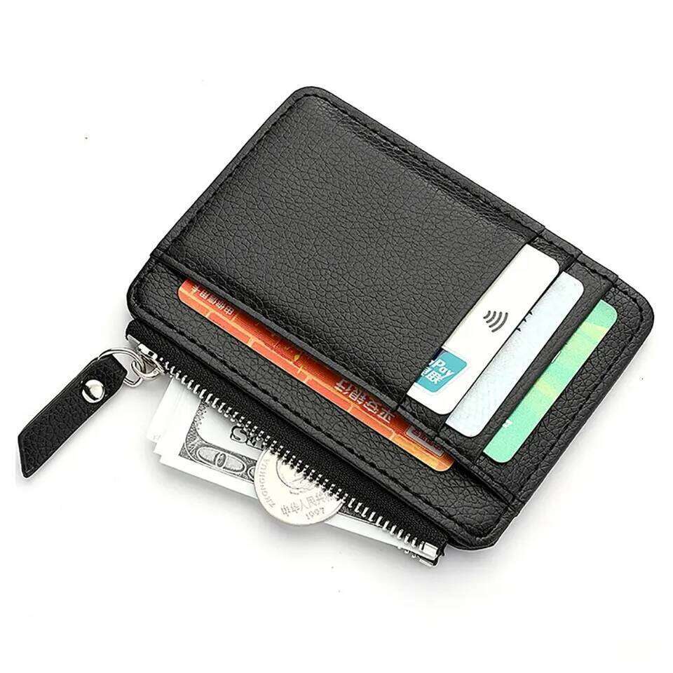 Mini Credit Id Card Holder Men's Small Thin Sleeve Zipper Short Coin Wallet Y260206