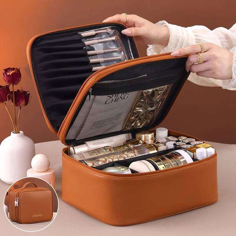 New women's bag, portable multifunctional bathroom makeup storage box, large capacity Cosmetics organizer, pencil case Y260206
