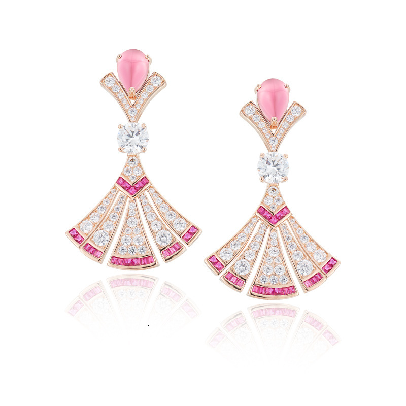 Earrings New Small-Sized Beauty Fan Earrings, Gold-Plated Earrings, Elegant Celebrity Style, Fan-Shaped, Celebrity-Inspired Evening Earrings