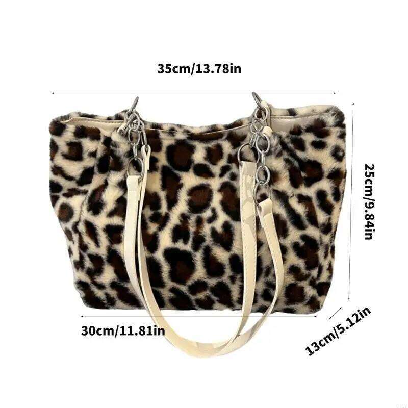 Q1QA Fashionable Leopard Design Shoulder Bag With Comfortable Plush Underarm Bags Z260207 - view 7