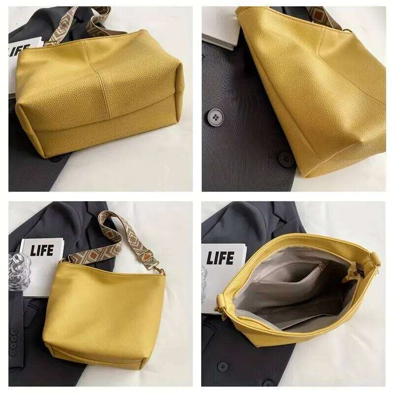 Simple Large-capacity Crossbody Casual Multi-functional Commuter PU Leather Texture Shoulder Bag Y260204