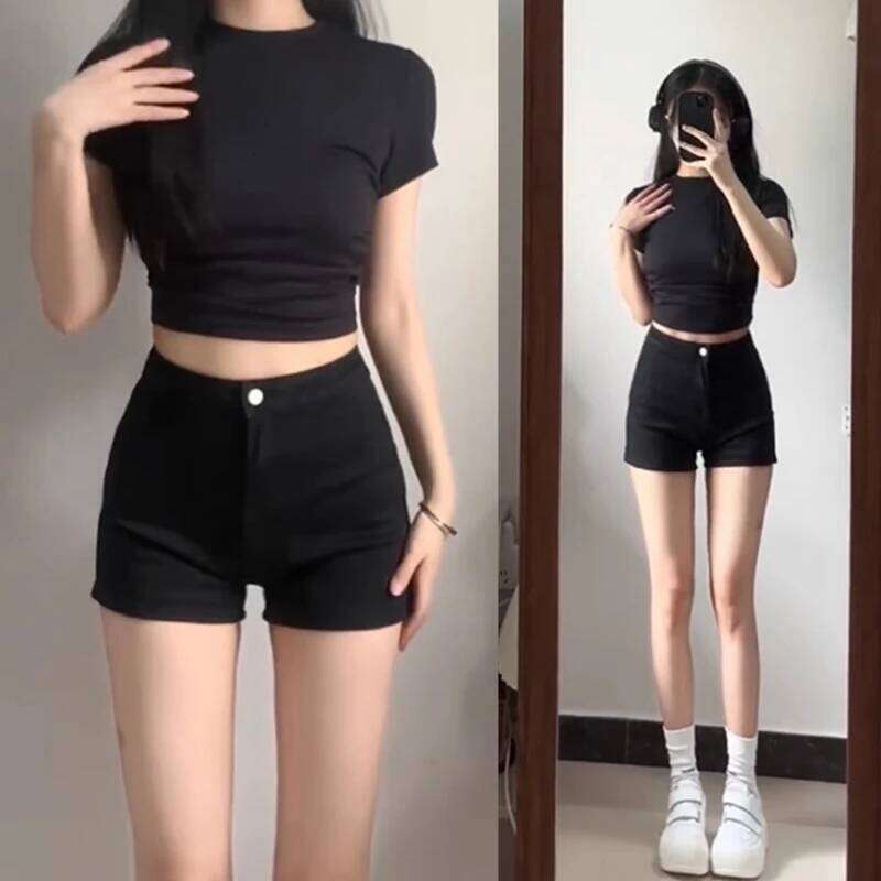 High Waist Denim Women's Elastic Slimming Sexy A- Line Hot Pants Tight Butt Lifting Body Shaping Trendy Shorts XJ260206