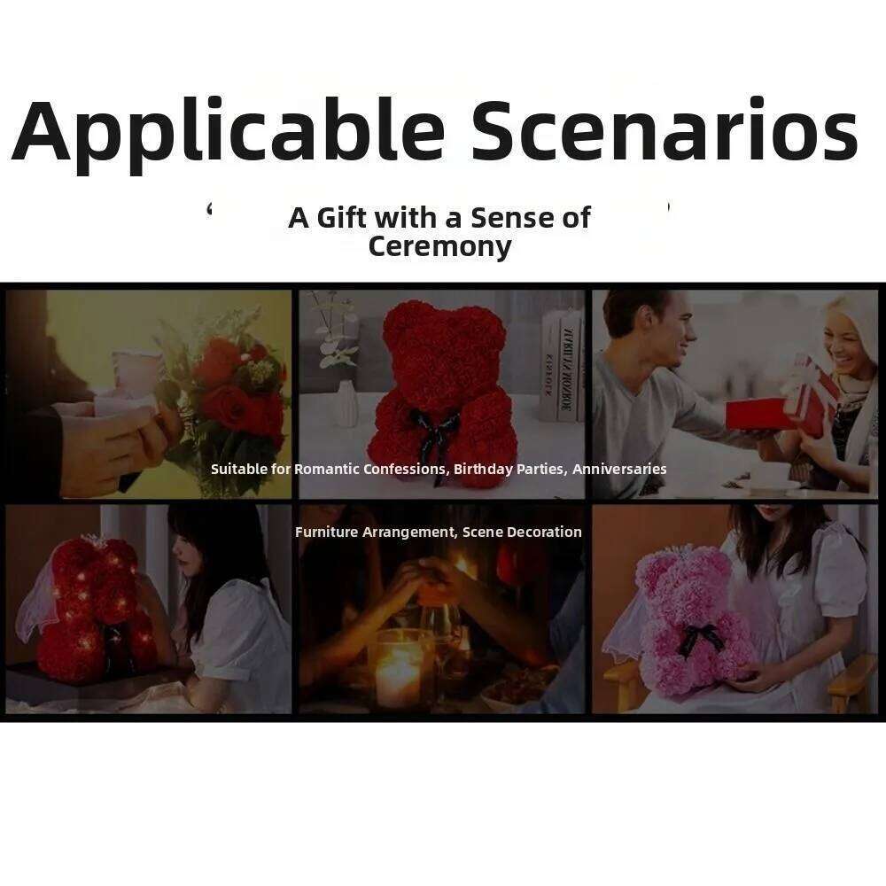 28cm Artificial Teddy Rose Multicolors with LED Strip Flower Romantic Valentines Day Gift Girlfriend Women Anniversary Bear S260204