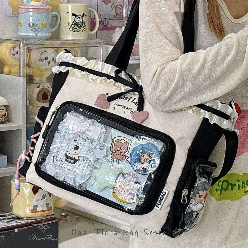 New Y2k Sweet Shoulder Lolita Girl Transparent Tote Women Large Capacity Lace Bow Crossbody Bag Cute DIY Display Handbag Z260207 - view 3