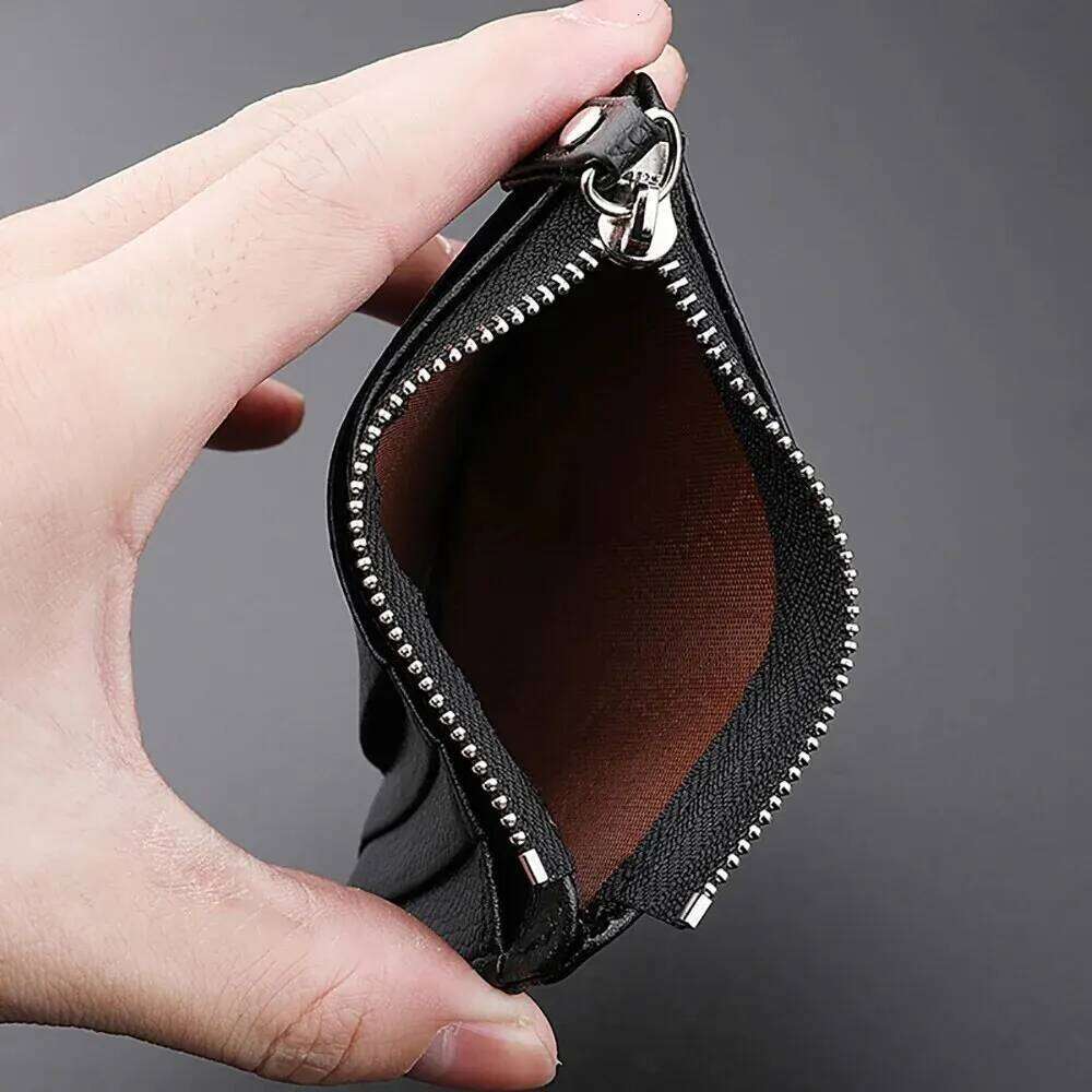 Mini Credit Id Card Holder Men's Small Thin Sleeve Zipper Short Coin Wallet Y260206