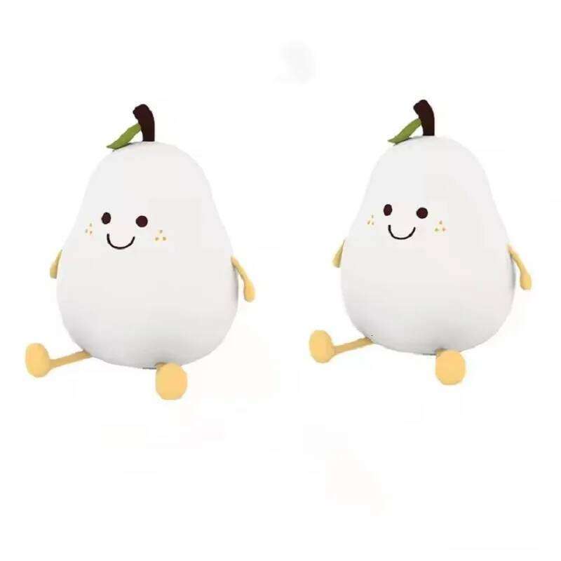 Creative LED Light Children's Bedroom Bedside Sleeping Lamp USB Rechargeable Pear Silicone Night Lights S260204