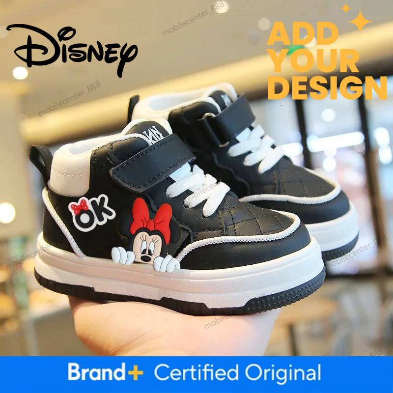 Mickey Mouse Leather Face Kid Board Shoes Baby Fashion Spring Autumn Disney Girl Casual Shoes Non-Slip Soft-Soled Toddler Shoes