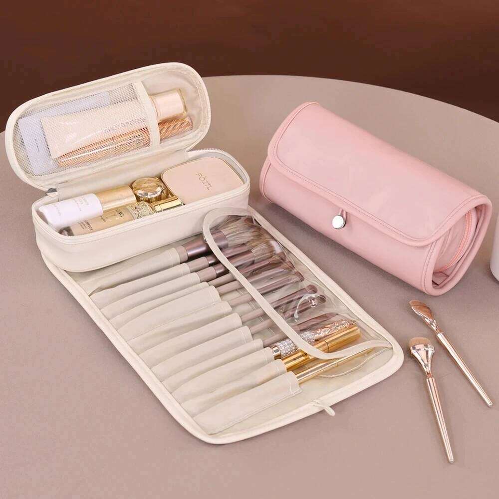 Travel Waterproof Makeup Brush Large Capacity Dust-proof Cosmetic Storage Detachable Folding Toiletries Bag for Women Y260206