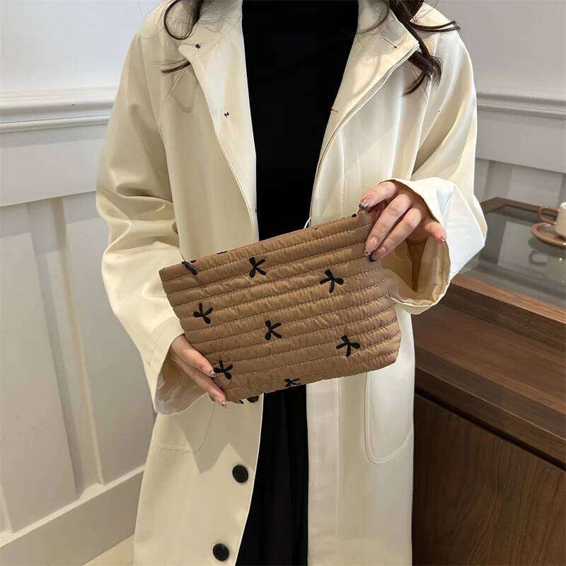 Ins Fashion Women Handbag Portable Simple Oxford Bow Travel Organizer Makeup Storage Pouch Large Capacity Cosmetic Zipper Bag Y260206