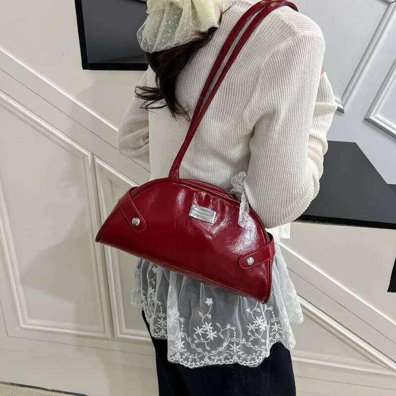 Retro Solid Color Women Shoulder Shell Bag Lace Commuter Versatile Ladies Underarm Bags Simple Portable Female Purse Handbags Y260205