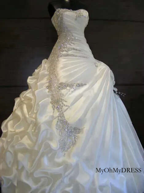 Real Images 2025 A-Line Wedding Dresses - Strapless Sweetheart Neckline With Ruffled Skirt Bridal Gowns F0207