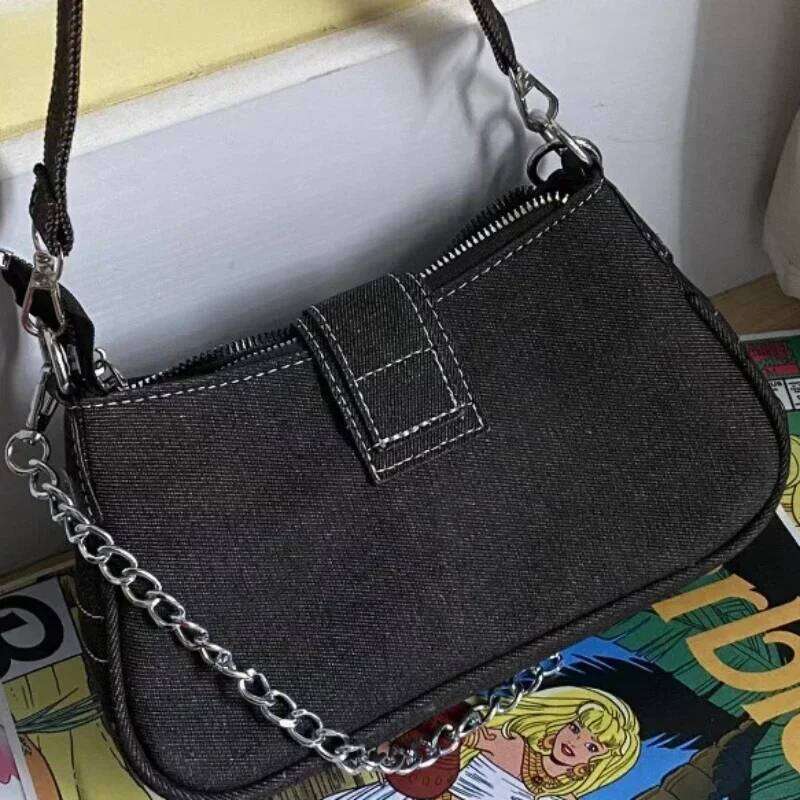 Y2k Stars Women's Popular Retro Cool Girls Underarm Bag Canvas Female Small Shoulder Bags Chain Tote Purses Fashion Z260207 - view 4