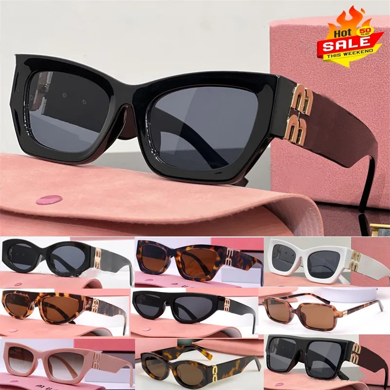Luxury Designer for Women Mens Miue Classic 2026 Hot Cat Eye Glasses Square Fashion Small Frame Oval Monogram Legs Letter Retro Sunglasses