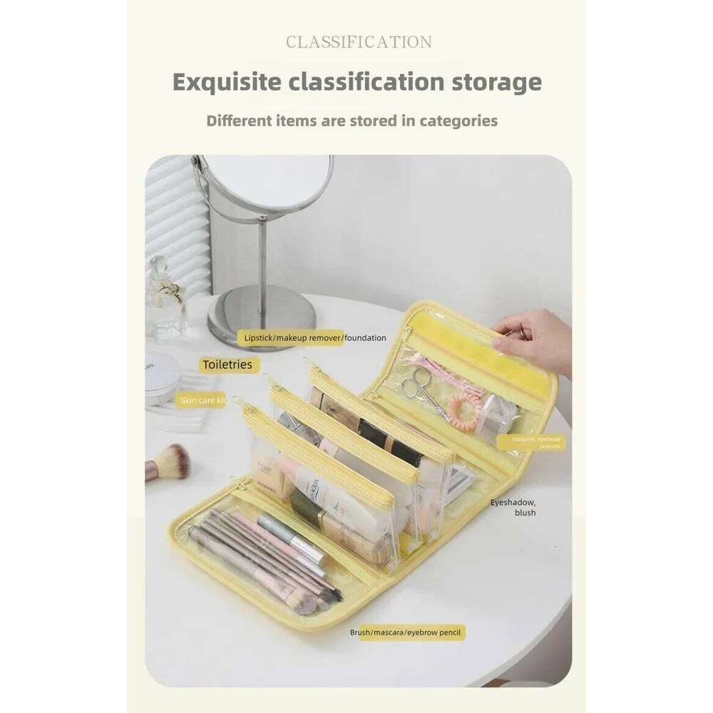 Portable Makeup with 3 Detachable Clear Pouches Large Capacity Toiletry Organizer Waterproof Travel Cosmetic Bag for Women Y260206
